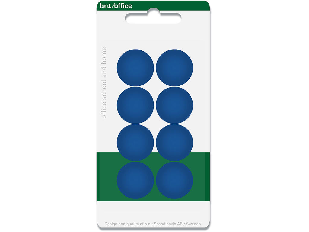 Magneter, Blå, Ø2 cm, 8 stk, BNT Office 