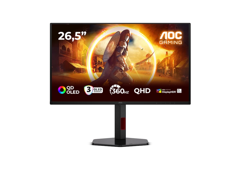 AOC G4 Q27G4SDR computerskærm 67,3 cm (26.5") 2560 x 1440 pixel Quad HD QD-OLED Sort, Rød