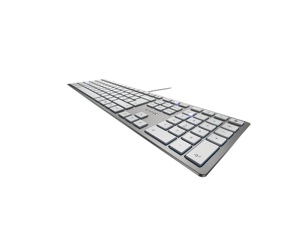 CHERRY KC 6000 Slim tastatur Universel USB AZERTY Belgisk Sølv, Hvid