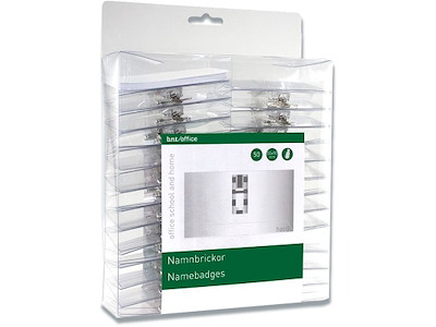 Navneskilt, Med klemme og indstik, 50x90 mm, 1 stk, BNT Office 