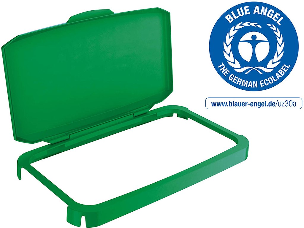 Låg til affaldsspand, Hængslet låg, 60 liter, Grøn, Durable DURABIN HINGED LID 60