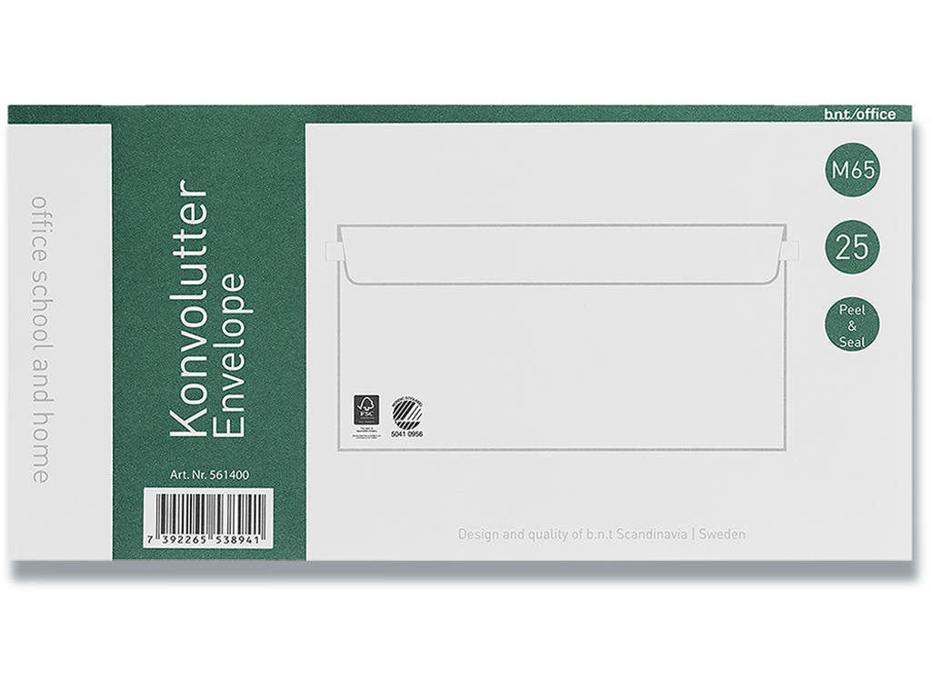 Kuverter M65 70g Peel & Seal 110x220mm 25stk/pak