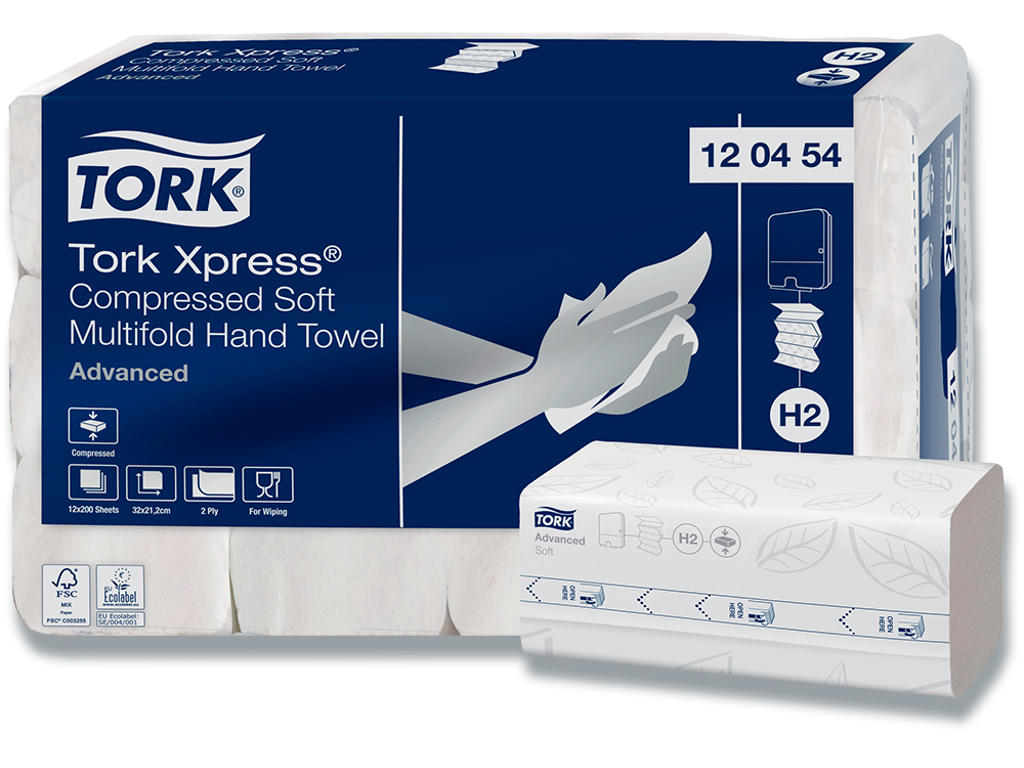 Håndklædeark, 2 lag, M-fold, 2400 ark, Tork Advanced H2