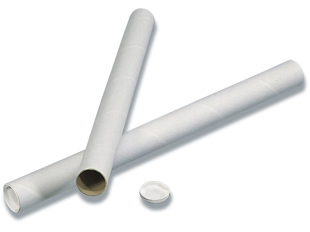 Paprør, Med låg, Ø70x650x2mm, Hvid, 