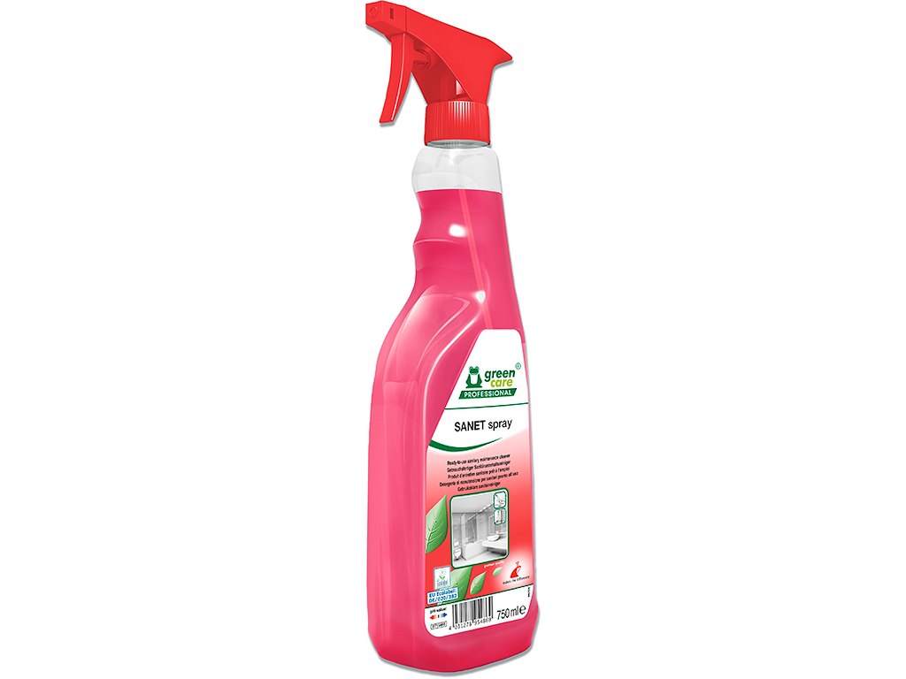 Sanitetsrengøring, Sur, Afkalkende, Med farve, Med parfume, Spray, 750 ml, Green Care Sanet
