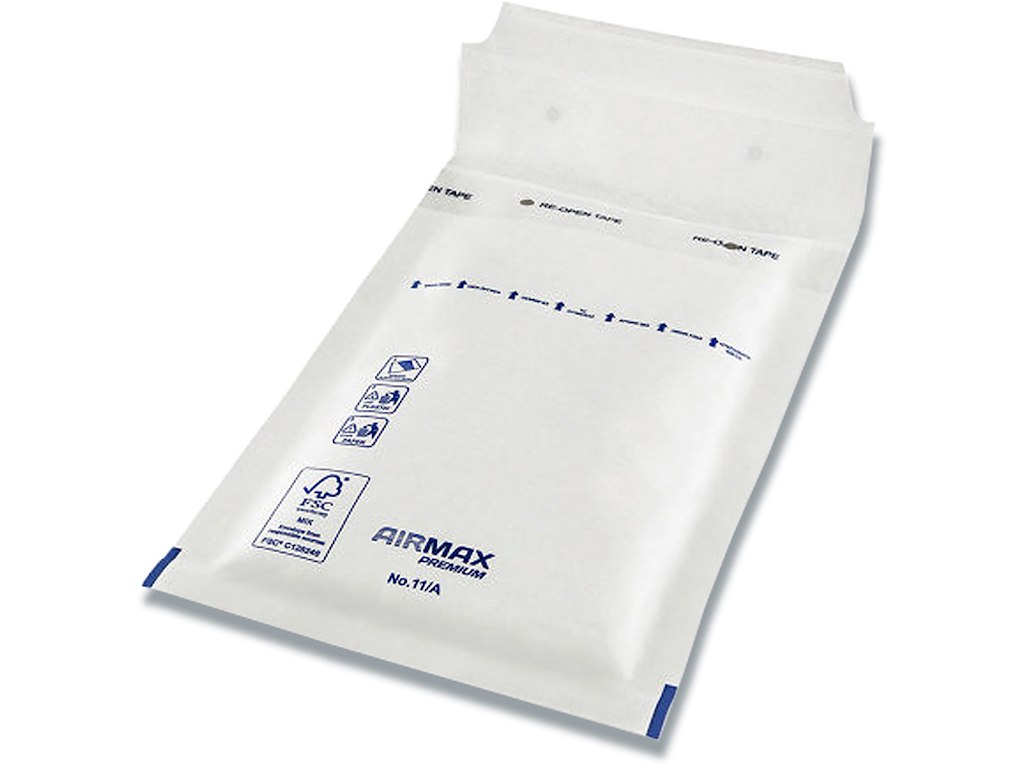 Boblekuvert, Indvendig: 95x165 mm, Hvid, 1 stk, Airmax No. 11/A W1