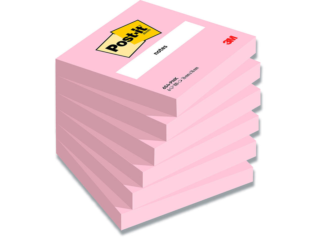 Memonotes, 76x76 mm, Pink, 6 blokke, Post-it 