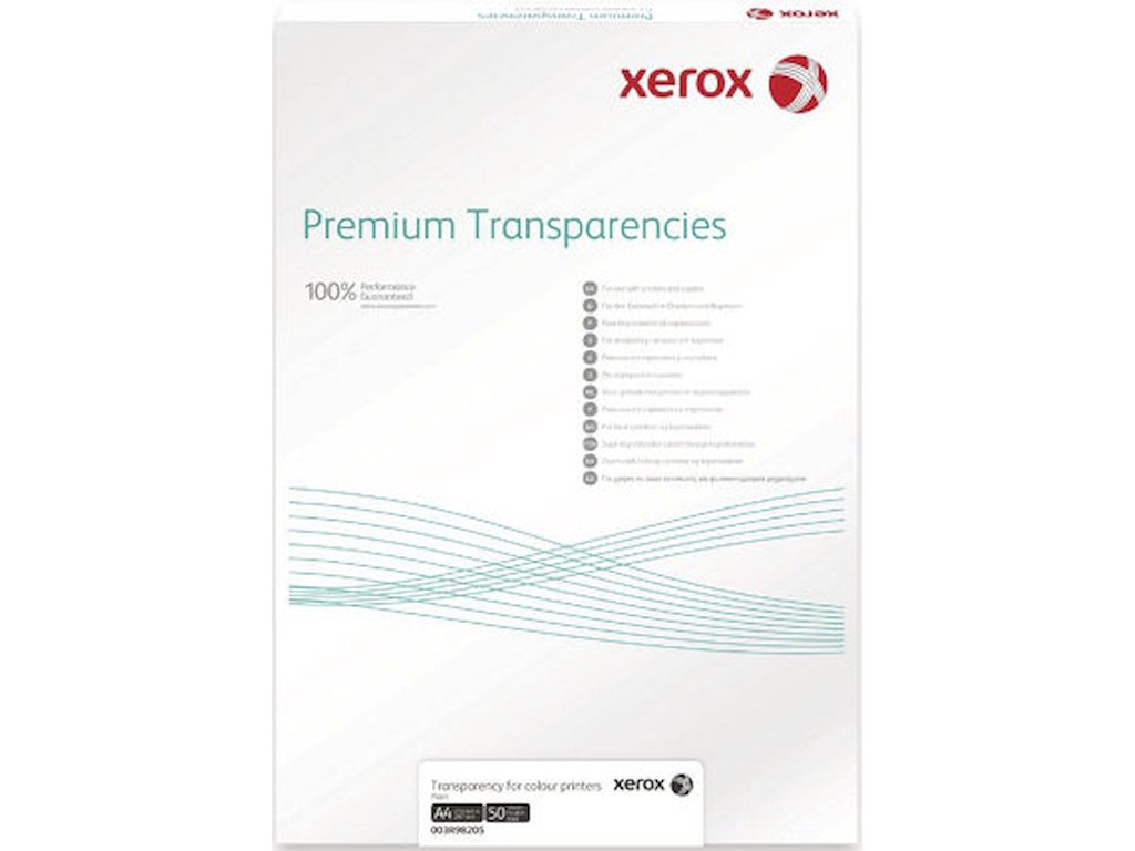 Transparenter, Til laserprinter og kopimaskiner, A4, 50 stk, Xerox Premium 003R98220