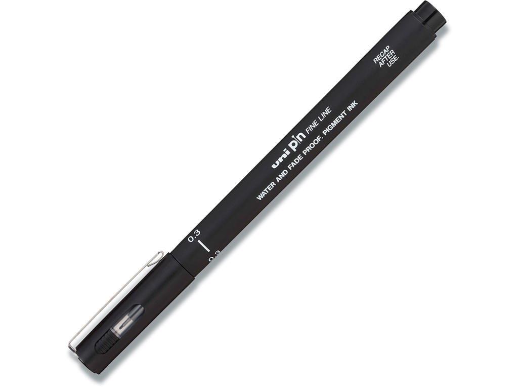 Fineliner, Sort, 0.3 mm, 1 stk, uni pin 200