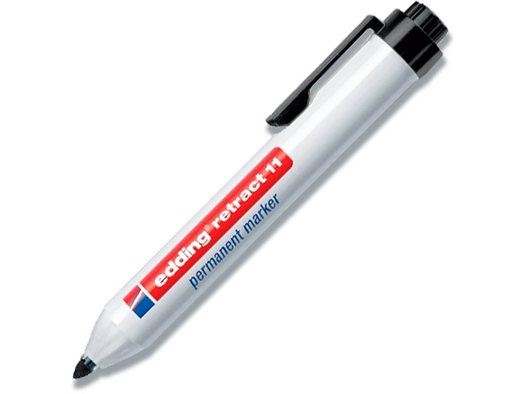 Marker, Rund spids, 1.5-3 mm, Sort, Edding Retract 11