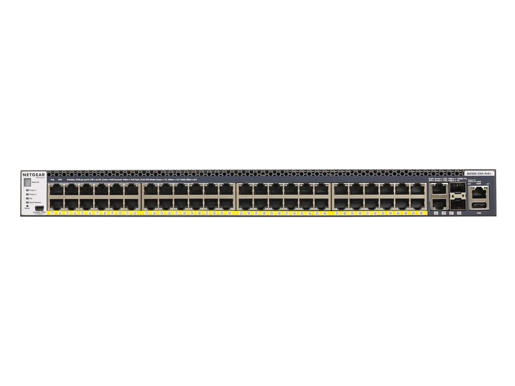 NETGEAR M4300-52G-PoE+ 550W PSU Administreret L2/L3/L4 Gigabit Ethernet (10/100/1000) Strøm over Ethernet (PoE) 1U Sort
