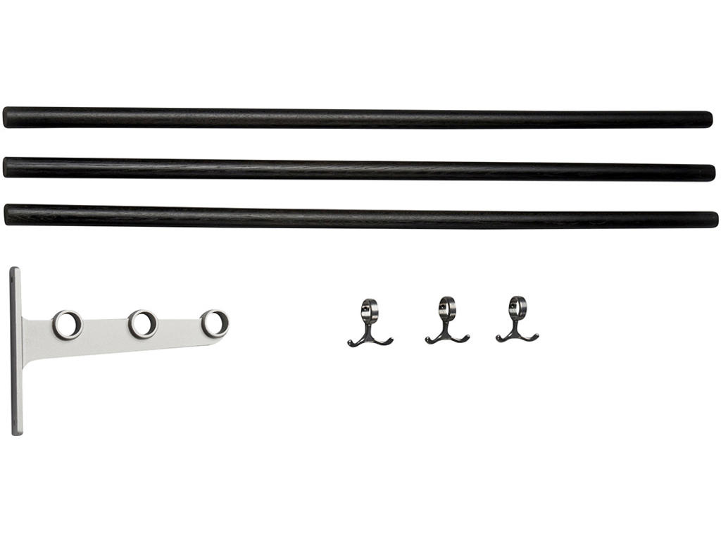 Hatte- og skohylde tillægsdel, Nostalgi, L=1000 mm sortbejdset eg/aluminium, Essem Design DK