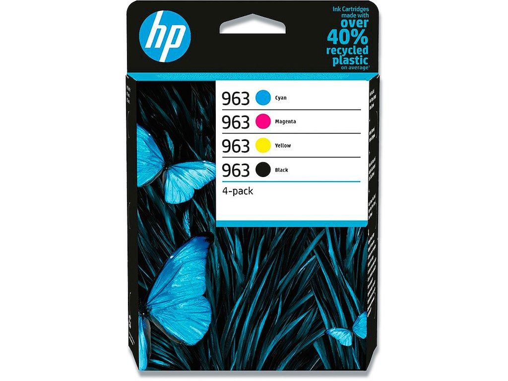 Blækpatroner, 4 stk, Sort: 1.000 sider Farver: 700 sider, Sort og farve, HP 963
