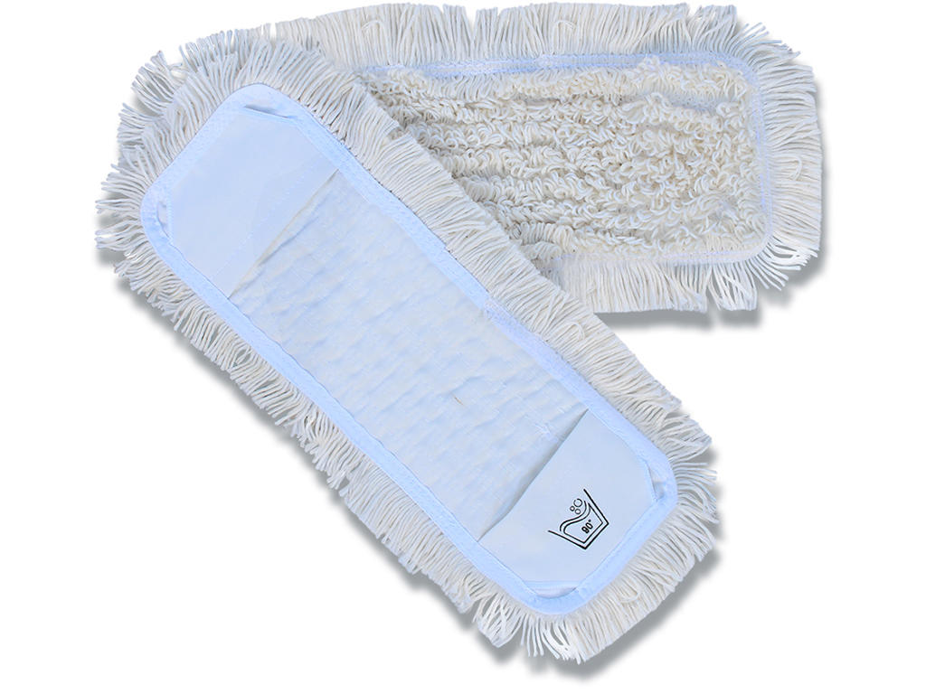 Fugt- og vådmoppe, hvid, bomuld/polyester, 40 cm, med lommer, 1 stk, Abena Clean Plus