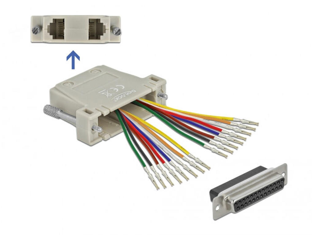 DeLOCK 66834 kabel kønsskifter D-Sub 25pin 2x RJ-45 Beige