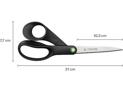 Saks, Allround, Højrehåndet, 21 cm, Sort, Fiskars Functional Form ReNew 