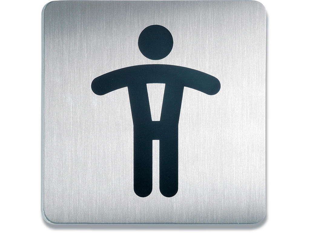 Dørskilt, 15x15 cm, ''Herre toilet'', Børstet rustfri stål, Durable 