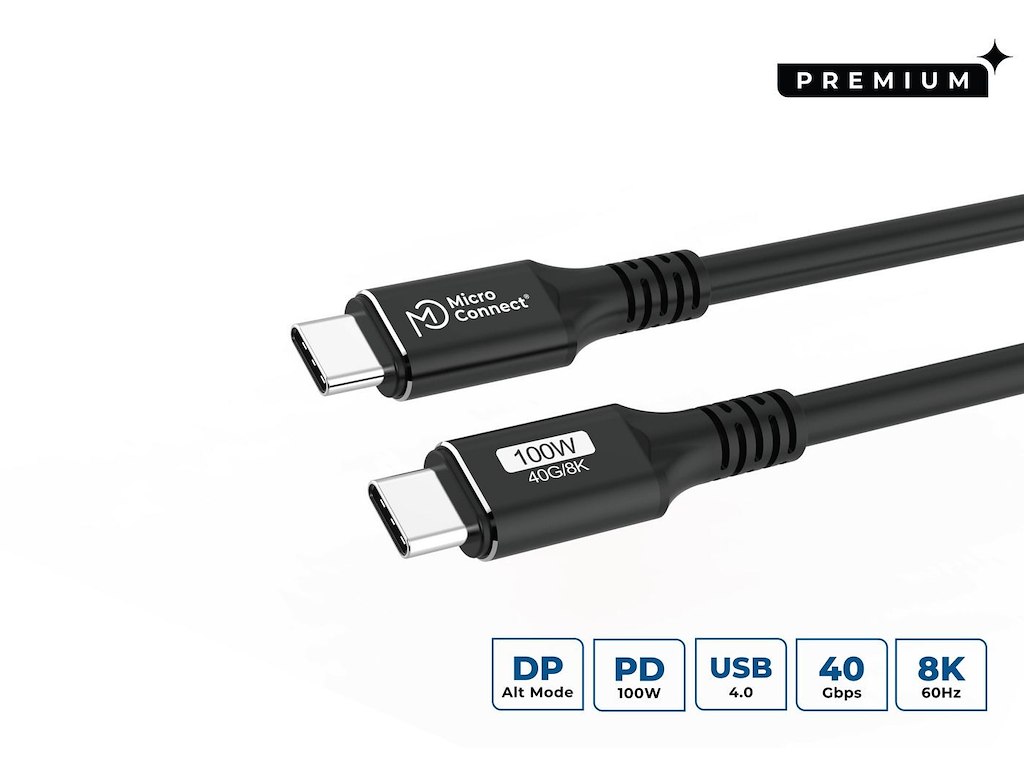 Microconnect USB4CC015 USB-kabel USB4 Gen 3x2 0,15 m USB C Sort