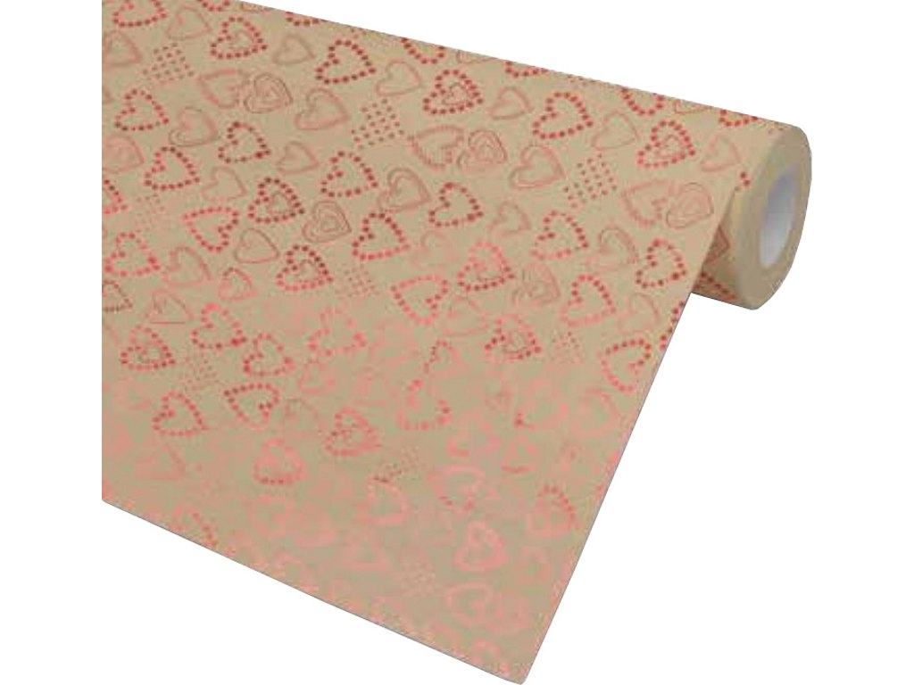 Gavepapir, Foilhearts, 57 cm, 100 m, Hedlunds