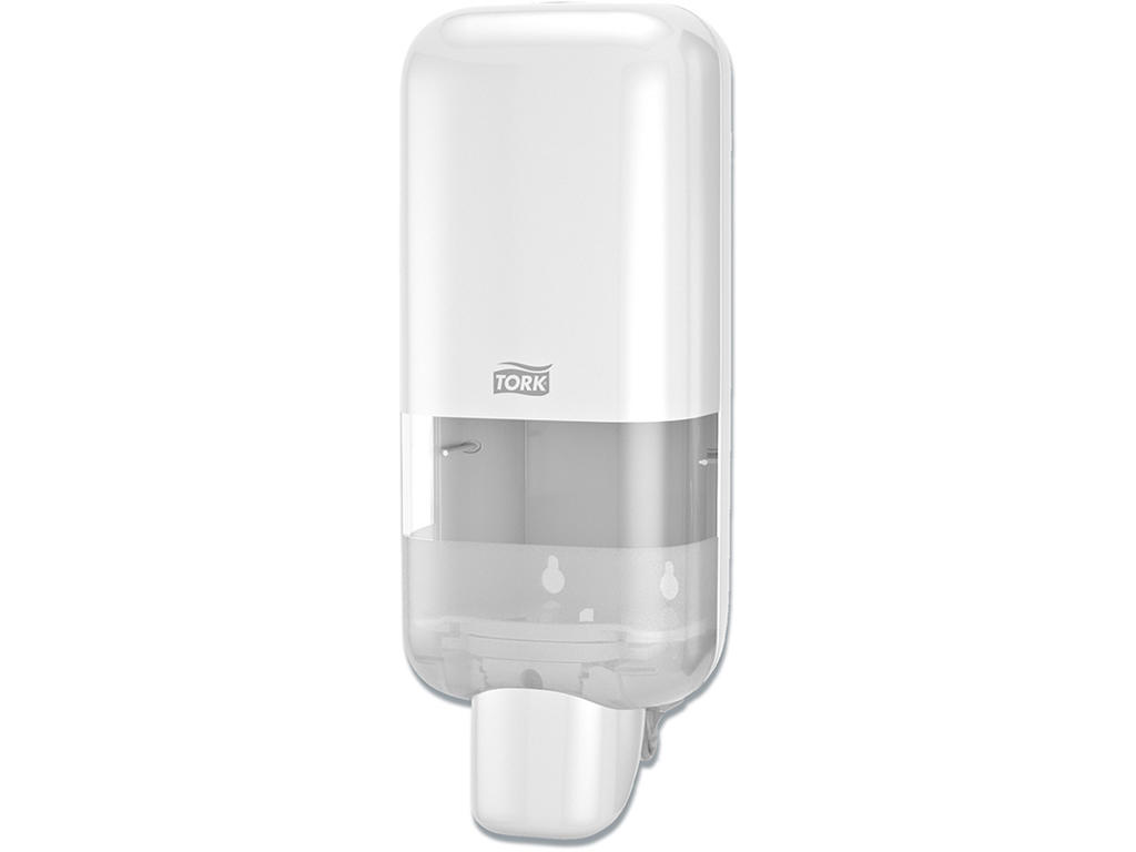 Dispenser, Til sæbe og hånddesinfektion, Trykknap, Hvid, 1000 ml refill, Tork S4