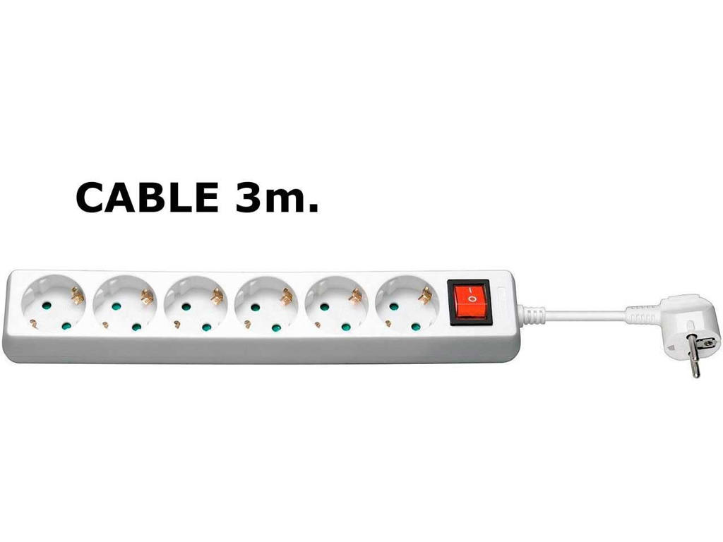 Microconnect GRU0063W stikdåse 3 m 6 AC stikkontakt(er) Indendørs Hvid
