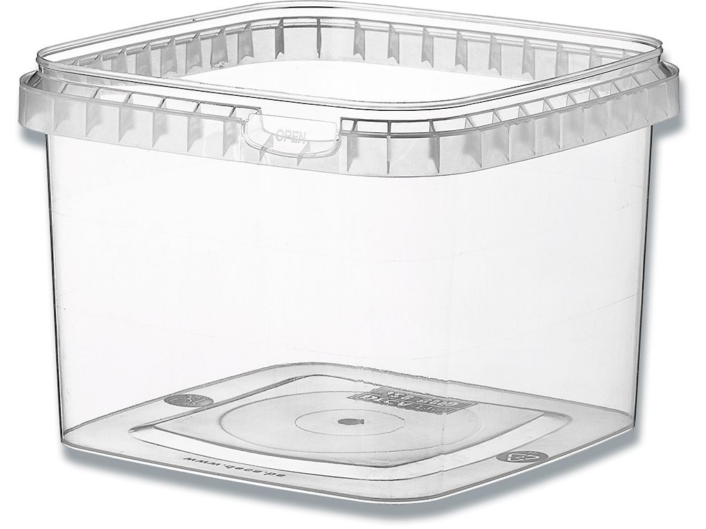 Condibøtte uden låg, Klar, 195x195x191mm, 5000ml, 45stk