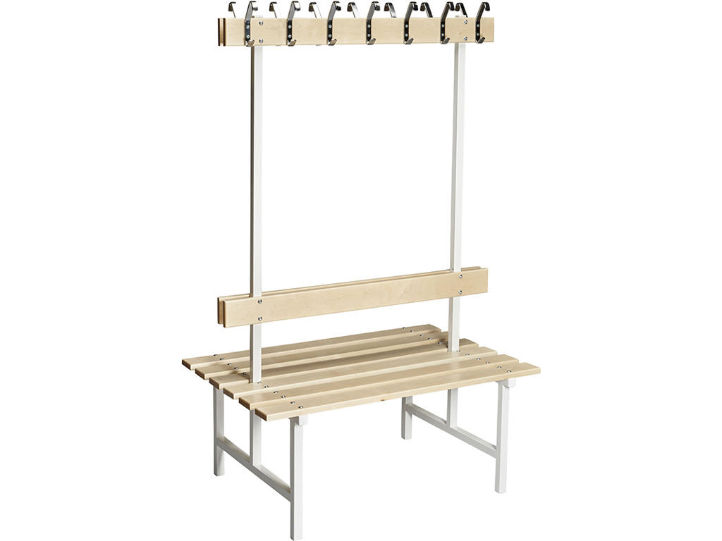 Bænk fristående, Modelnr 69, L=1050 mm dobbelt birk/hvid, Essem Design DK