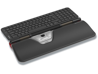 Ergonomisk mus og tastatur, Rullestav, Med bred håndledsstøtte og Balance Mid-Size Keybaord, Contour RollerMouse Red Plus Wireless