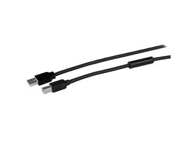 StarTech.com 15m USB 2.0, M/M USB-kabel USB A USB B Aluminium, Sort