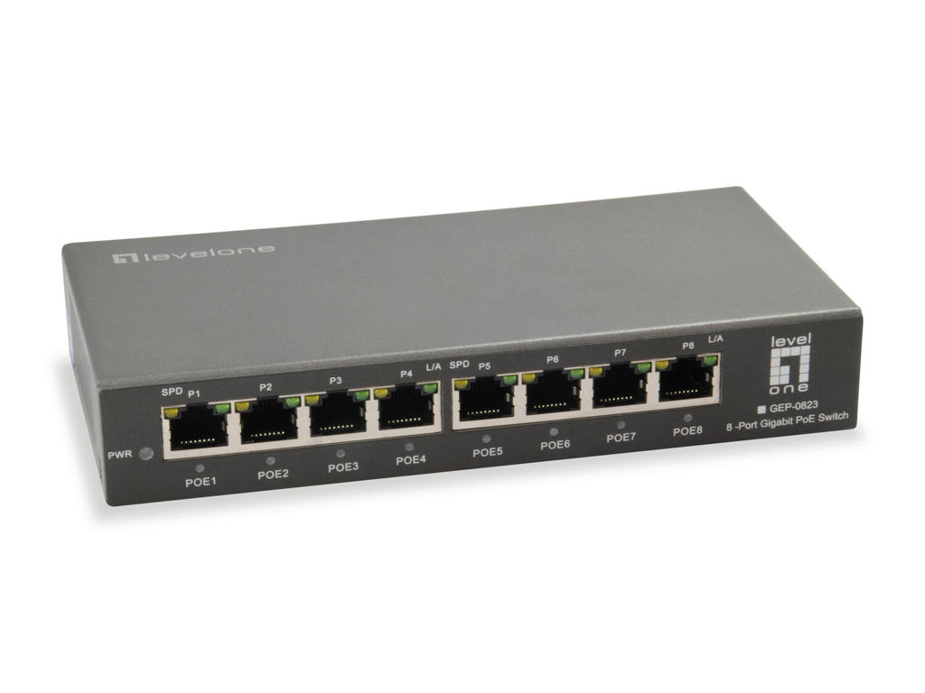 LevelOne GEP-0823 netværksswitch Gigabit Ethernet (10/100/1000) Strøm over Ethernet (PoE) Sort