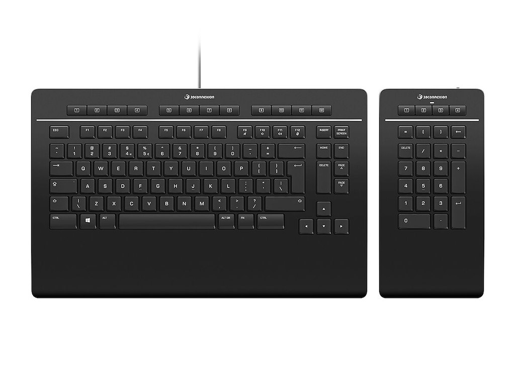 3Dconnexion Keyboard Pro with Numpad tastatur Kontor USB + RF Wireless + Bluetooth QWERTZ Tysk Sort