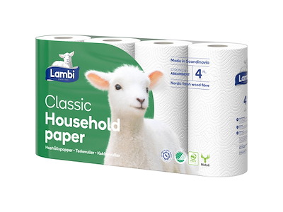 Køkkenrulle, 2 lag, Hvid, 20 ruller, Lambi Classic