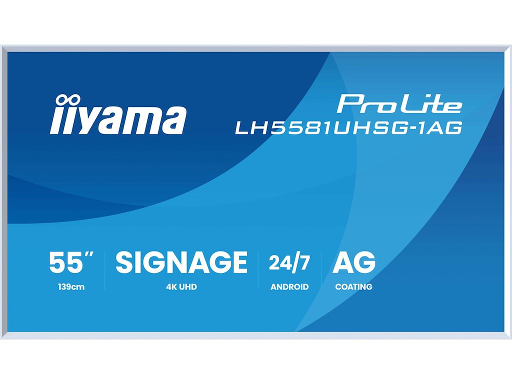 iiyama LH5581UHSG-1AG skilte display Digital fladpaneldisplay 138,7 cm (54.6") Wi-Fi 500 cd/m² 4K Ultra HD Hvid Indbygget processer Android 24/7