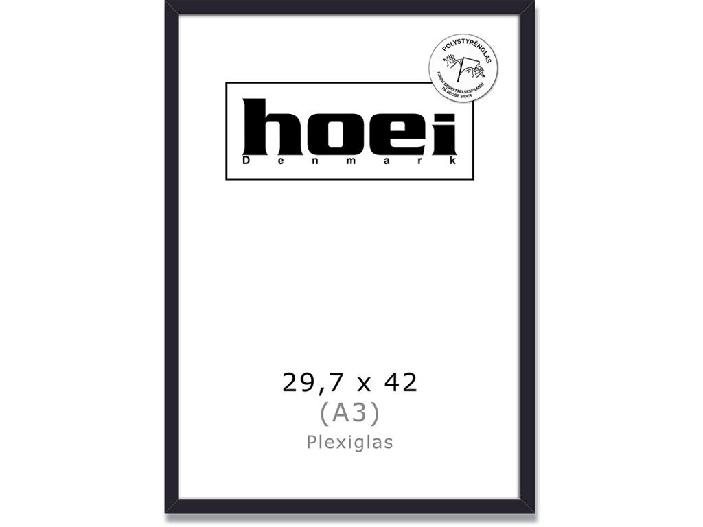 Fotoramme, 29.7x42 cm - A3, Sort, Fyrretræ, Hoei 111