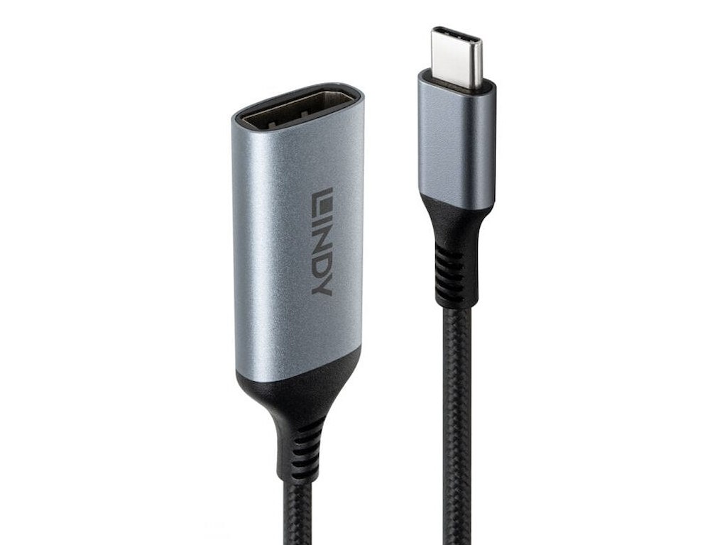Lindy 43426 videokabel adapter 0,15 m USB Type-C DisplayPort Grå, Sort