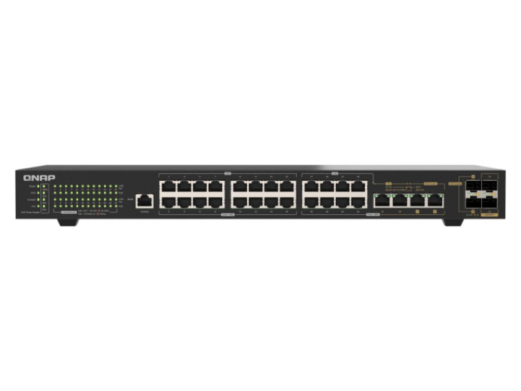 QNAP QSW-M2130P-2C2S26T netværksswitch Administreret L2 2.5G Ethernet (100/1000/2500) Strøm over Ethernet (PoE) 1U Sort