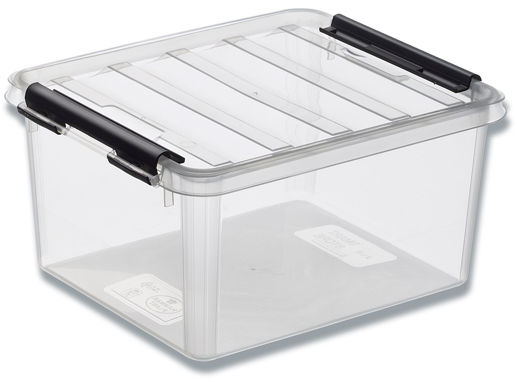 Plastkasse, Transparent, 2 liter, Med låg, 21x17x11cm, Smart Store