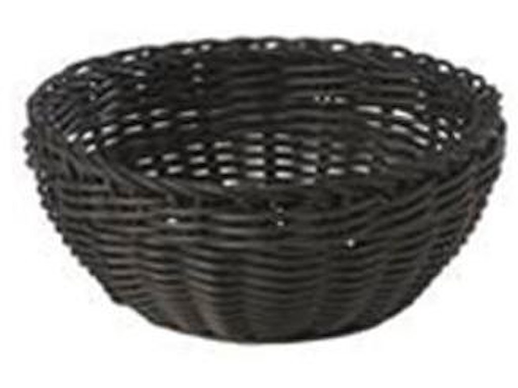 Brødkurv, Kraftig PP flet, Sort, Ø20x8 cm