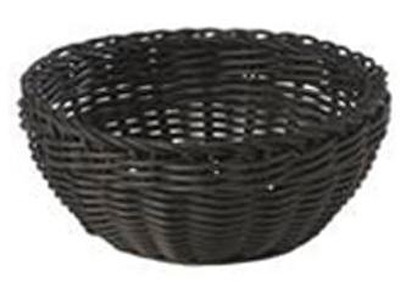 Brødkurv, Kraftig PP flet, Sort, Ø20x8 cm