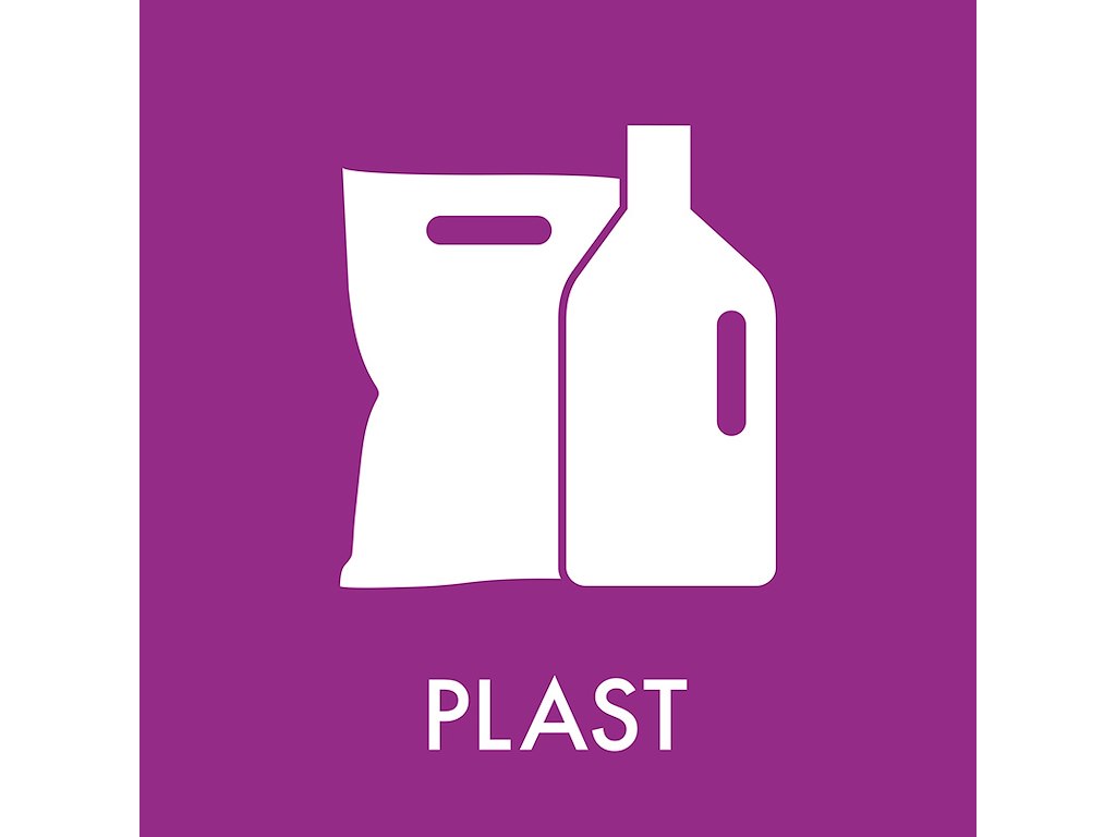 Affaldspiktogram, 12x12 cm, Klistermærke, Plast