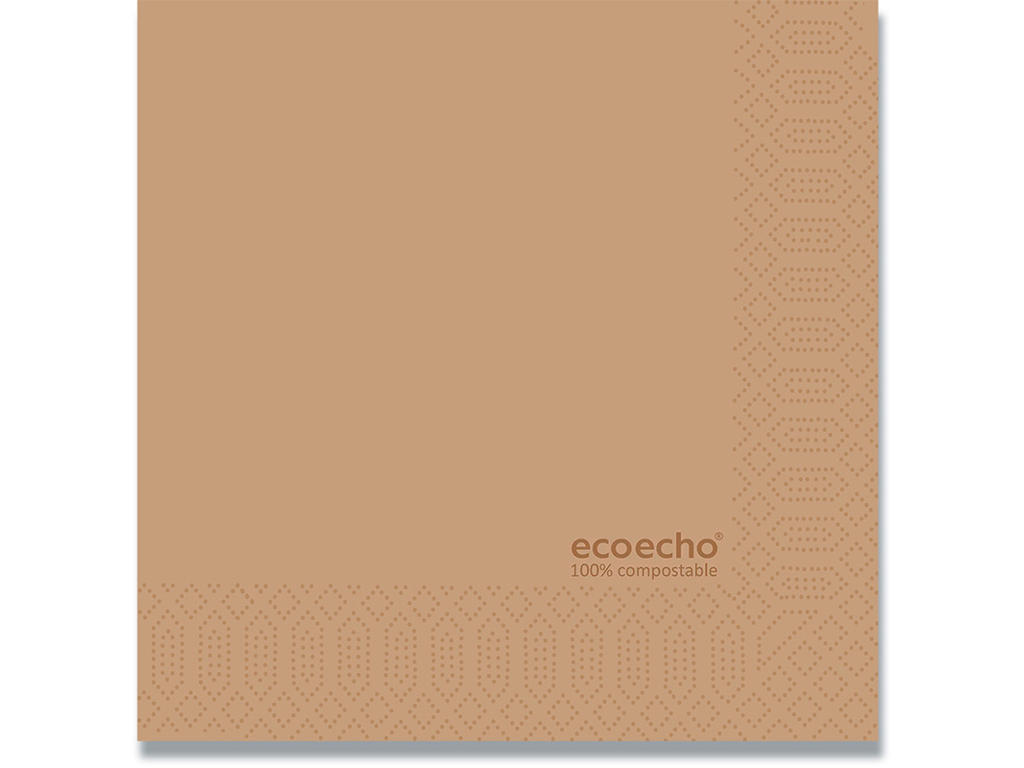 Servietter, 3 lag, Brun, 33x33 cm, 1000 stk, Duni EcoEcho