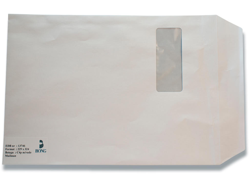 Kuverter, C4P, Med rude, 500 stk, Bong Mailman