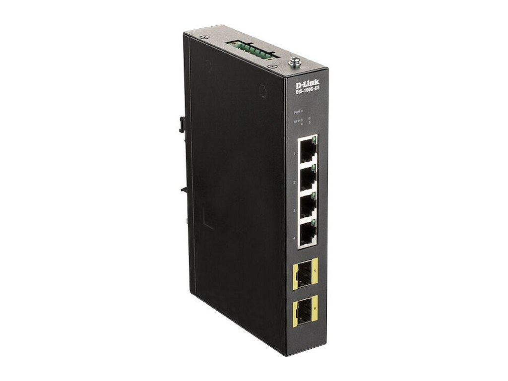 D-Link DIS-100G-6S netværksswitch Ikke administreret Gigabit Ethernet (10/100/1000) DIN rail Sort