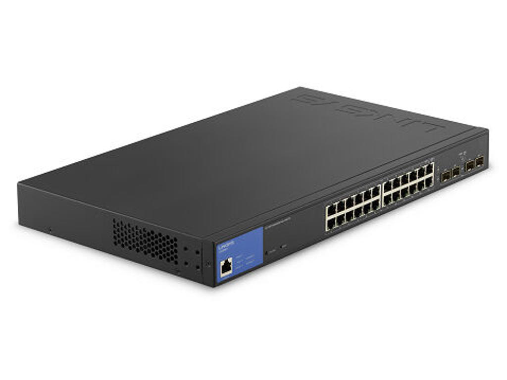 Linksys LGS328PC netværksswitch Administreret L3 Gigabit Ethernet (10/100/1000) Strøm over Ethernet (PoE) Sort, Blå