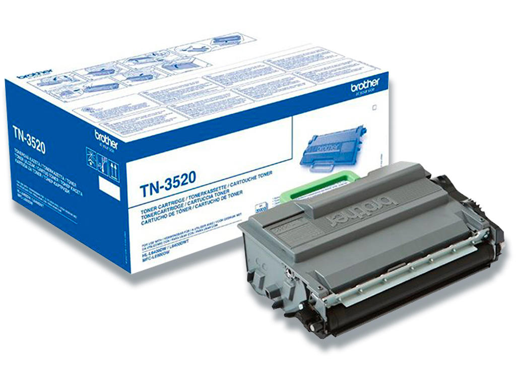 Toner, TN3520, Black-sort, 20.000 sider, Brother 