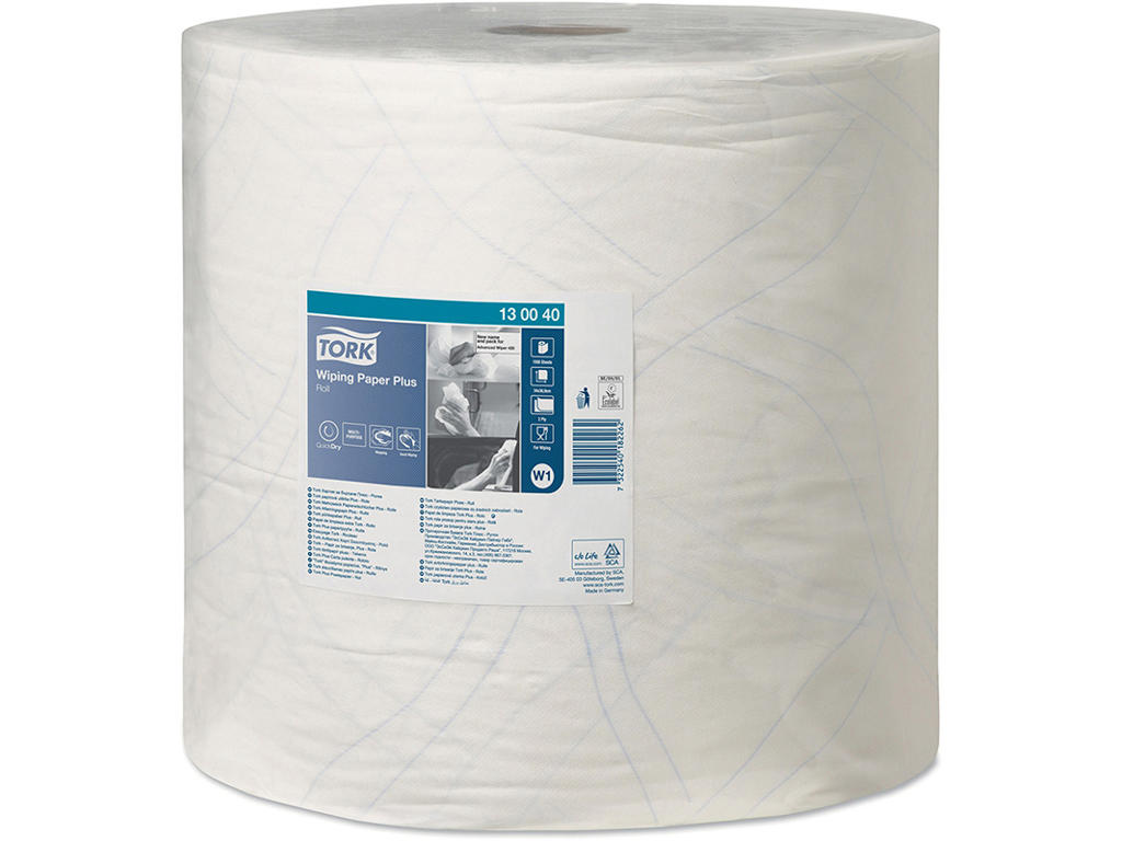 Aftørringsrulle, Udvendig oprulning, 2 lag, 1 rulle, Tork Plus W1