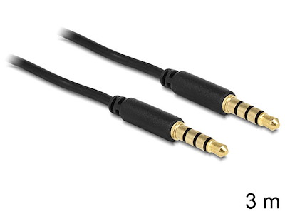 DeLOCK 3.5mm - 3.5mm, 3m lydkabel Sort