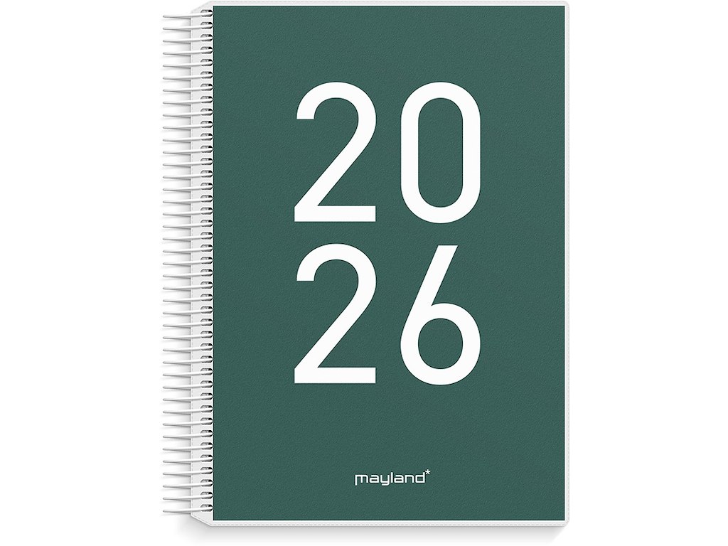 Kalender, 2026, Senior, 1 dag pr. side, Grøn, Mayland