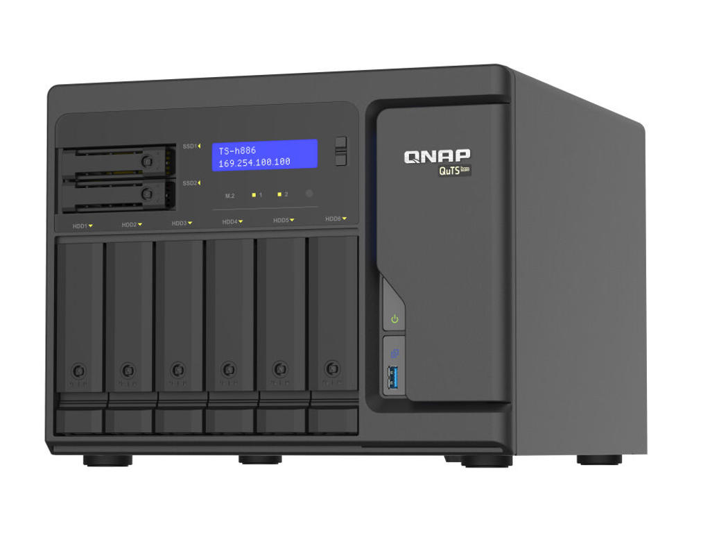 QNAP TS-h886 NAS Tower Intel® Xeon® D D-1602 8 GB DDR4 0 TB QuTS hero Sort