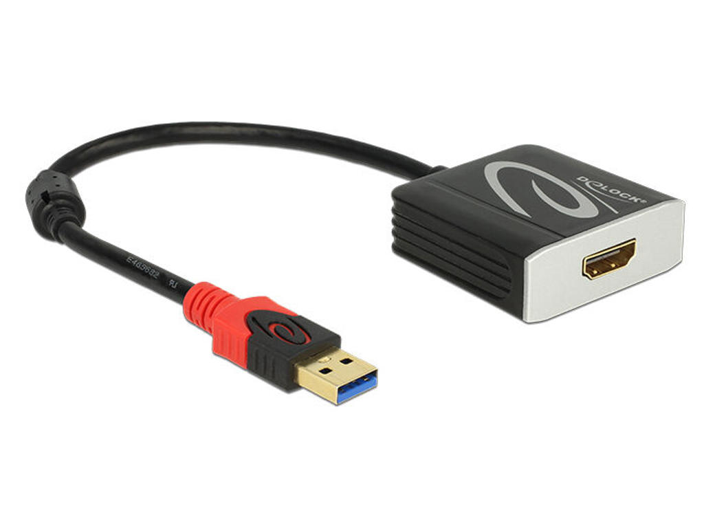 DeLOCK 62736 videokabel adapter 0,2 m USB Type-A HDMI Sort